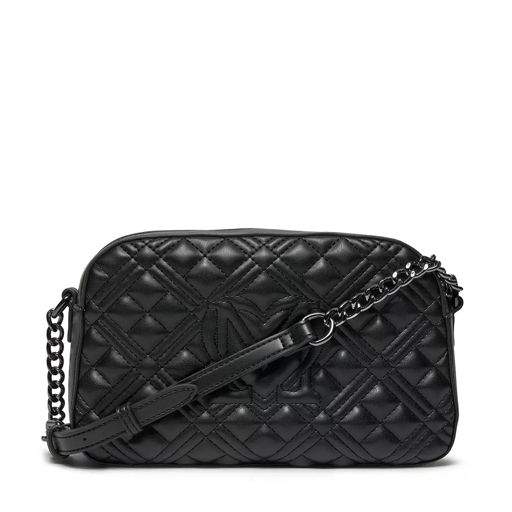 Camera Case con Tracolla LOVE MOSCHINO linea Shiny Quilted Nero con Logo Canna di Fucile