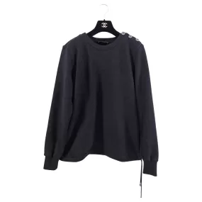 Chanel 18B Black Camelia Top Stitch Pullover Sweatshirt - FR40 / M