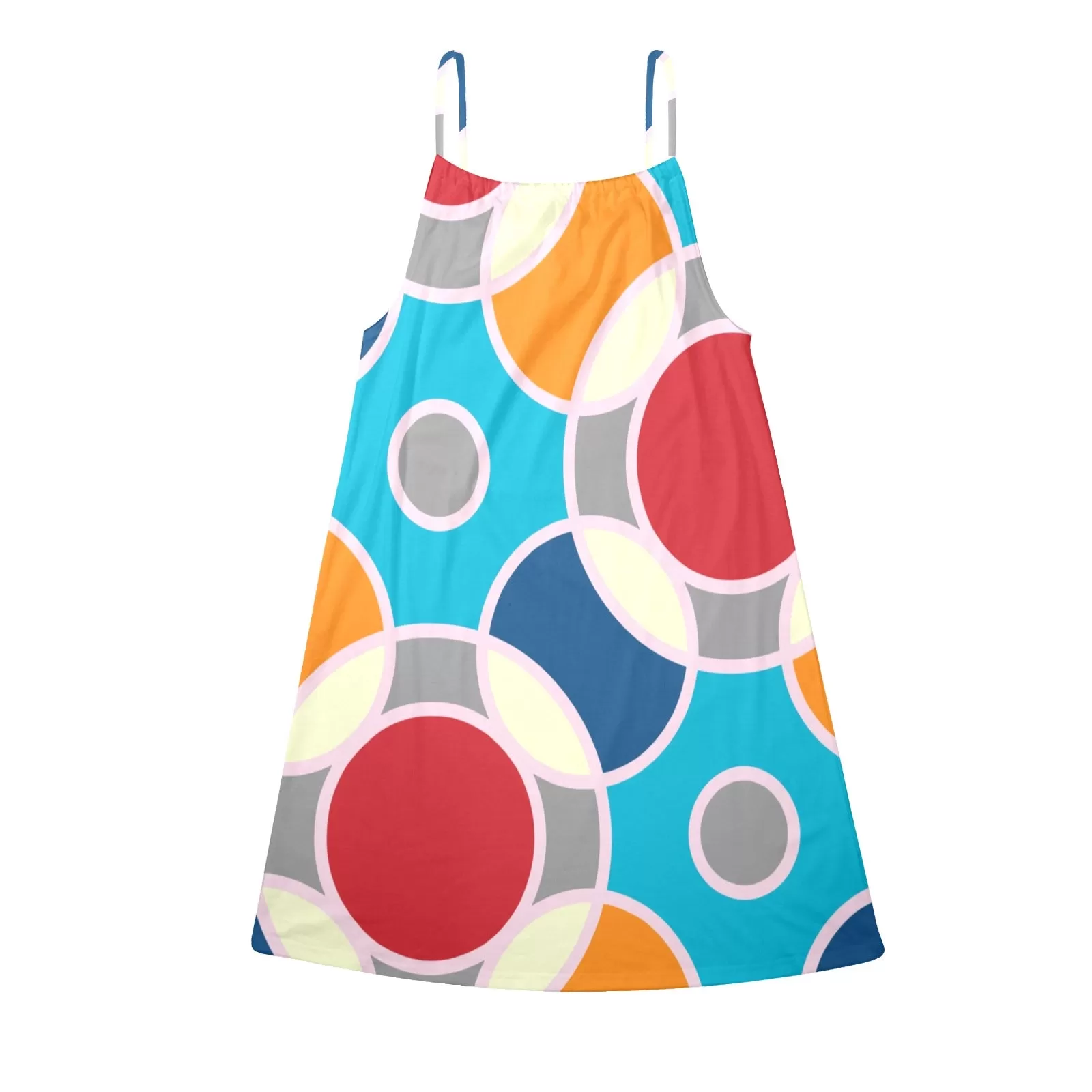 circles concentric print 3 Drawstring Neck Sleeveless Dress (Model D68)