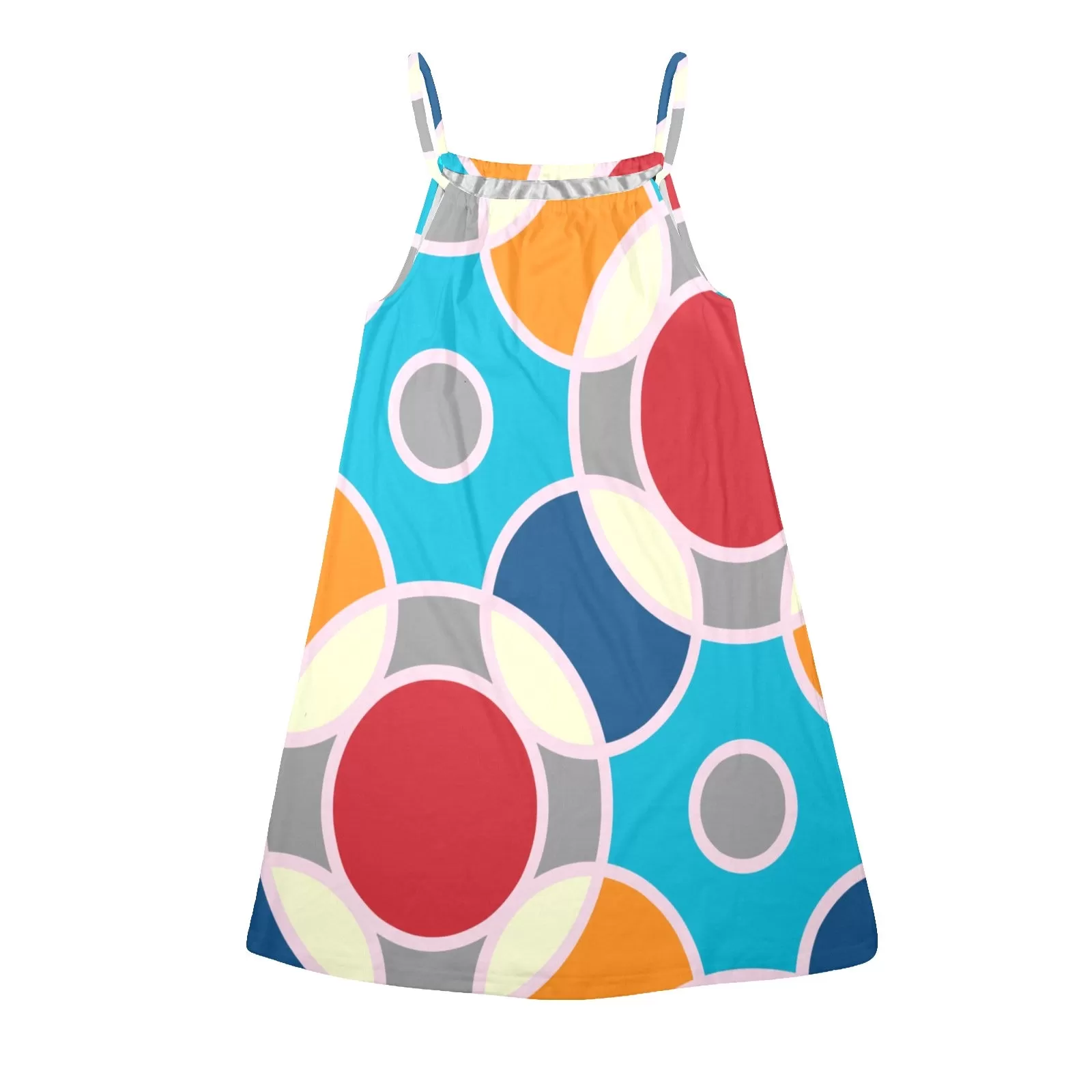 circles concentric print 3 Drawstring Neck Sleeveless Dress (Model D68)