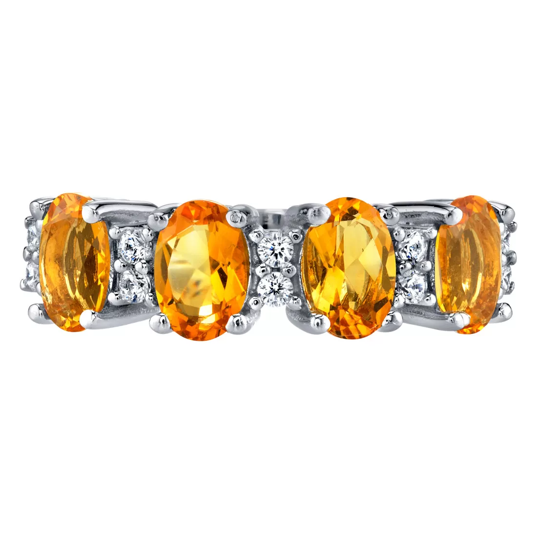 Citrine Oval Cut Sterling Silver Band Size 7