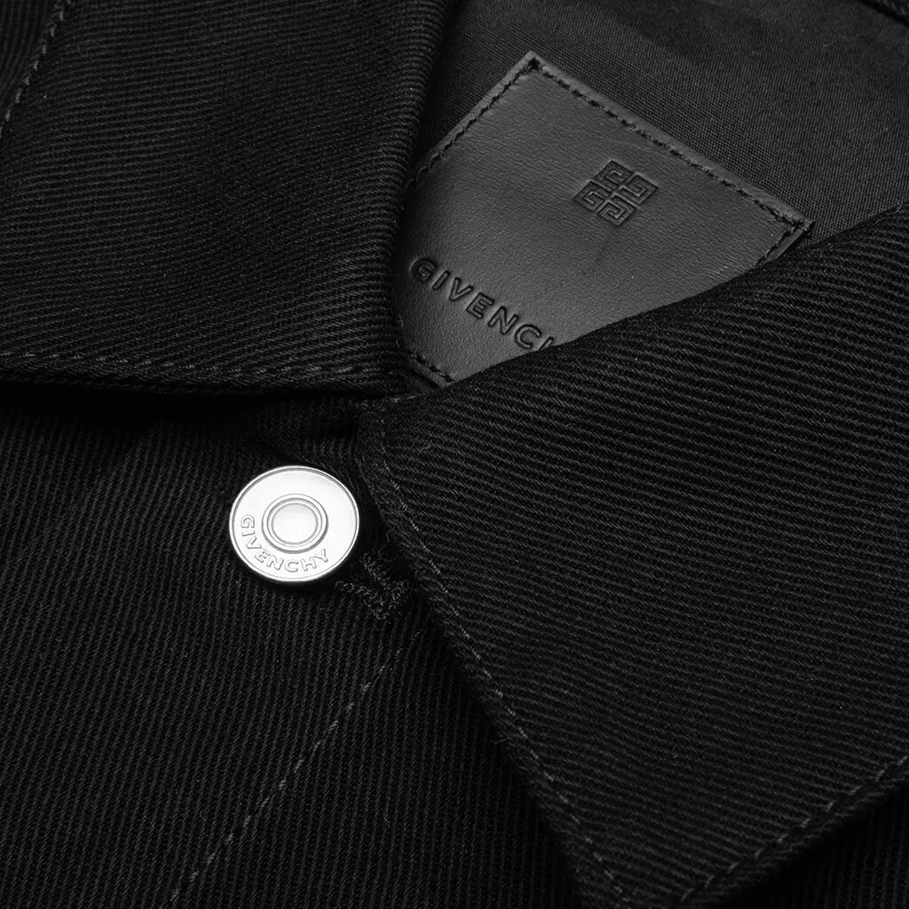 Classic Fit 4G Zip & Rivet Denim Jacket - Black