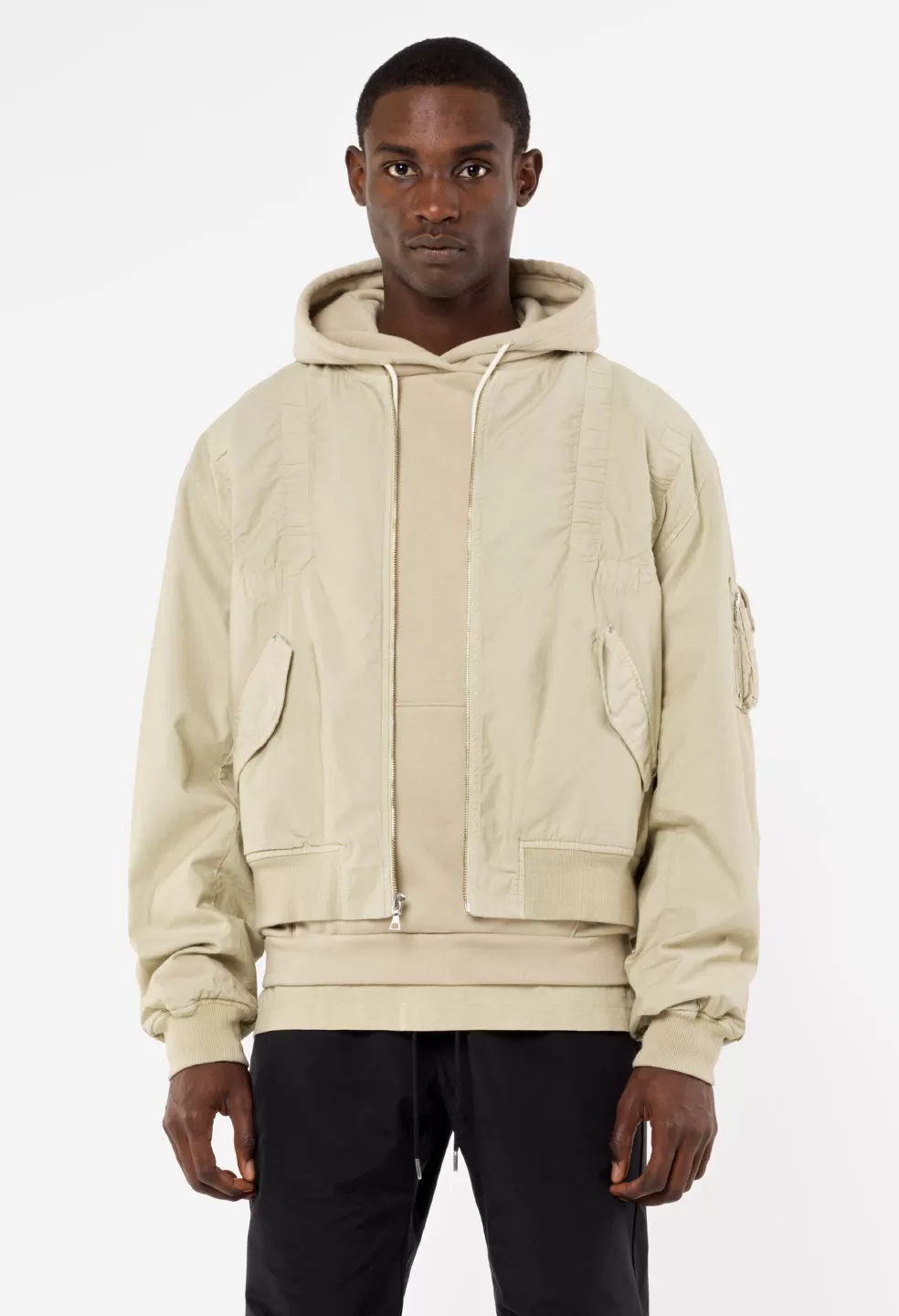 Cotton Poplin Frame Flight Jacket / Desert