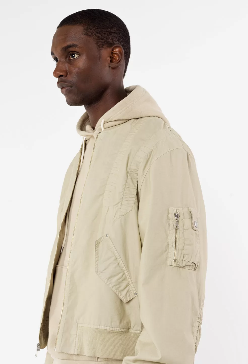 Cotton Poplin Frame Flight Jacket / Desert