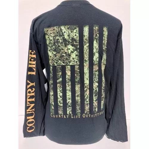 Country Life Outfitters Vintage USA Camo Flag Unisex Long Sleeve T-Shirt