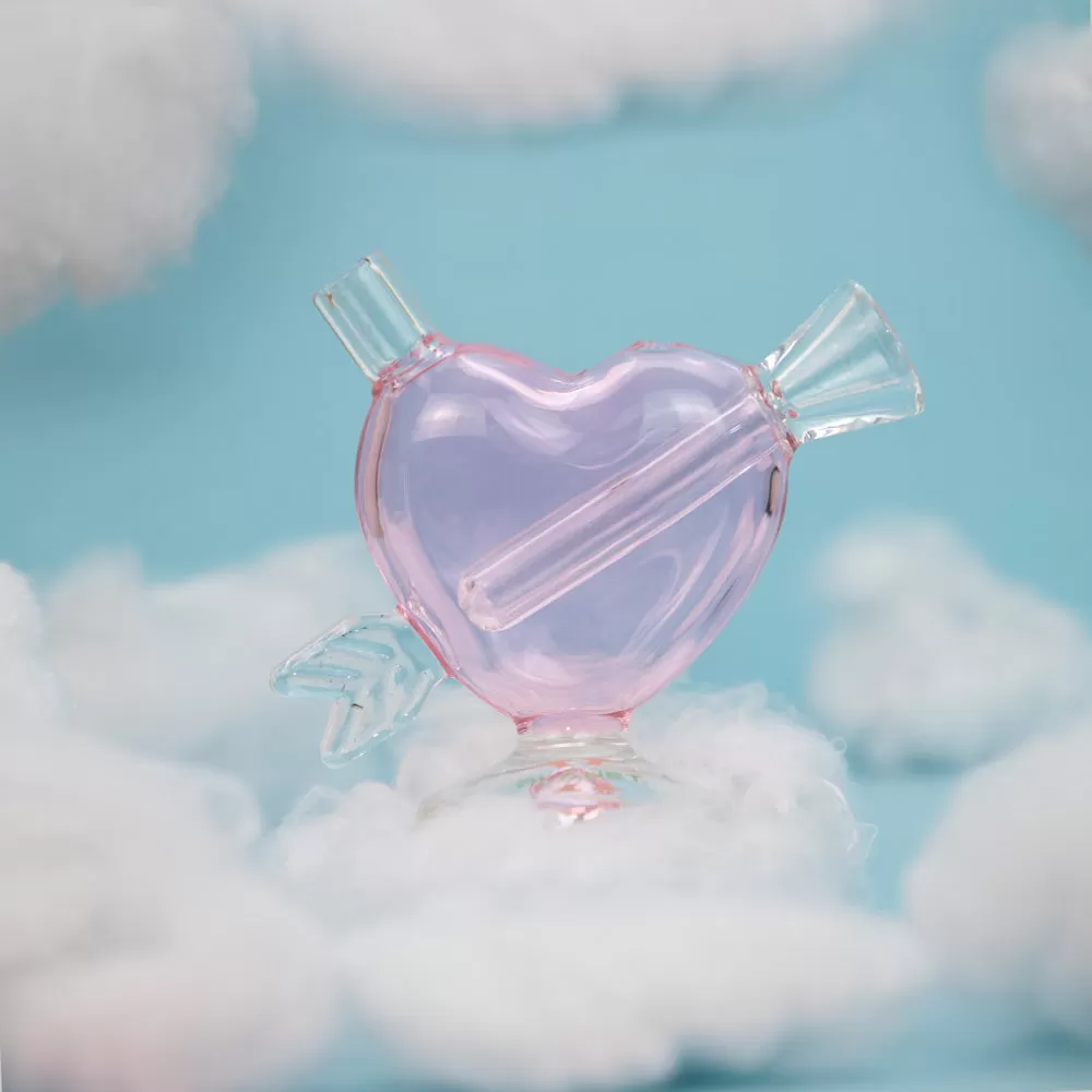 Cupids Heart-Shaped Pink Bubbler