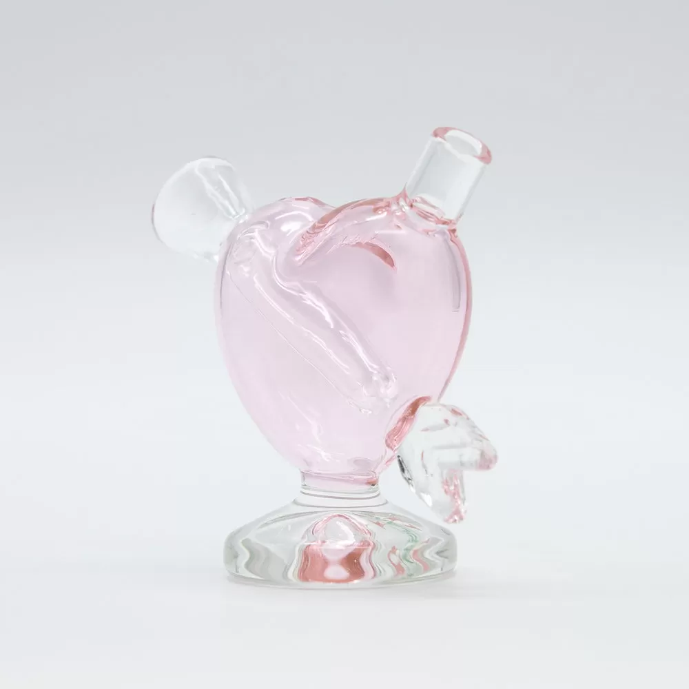 Cupids Heart-Shaped Pink Bubbler