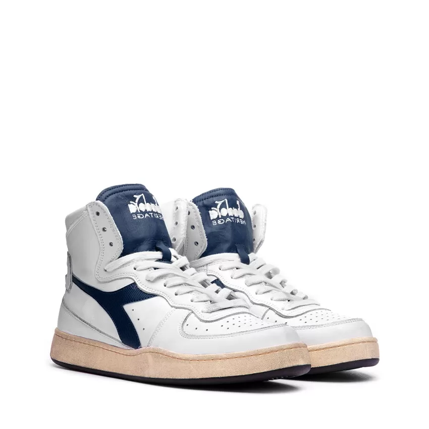 DIADORA HERITAGE SNEAKERS MI BASKET BIANCO LINGUETTA BLU