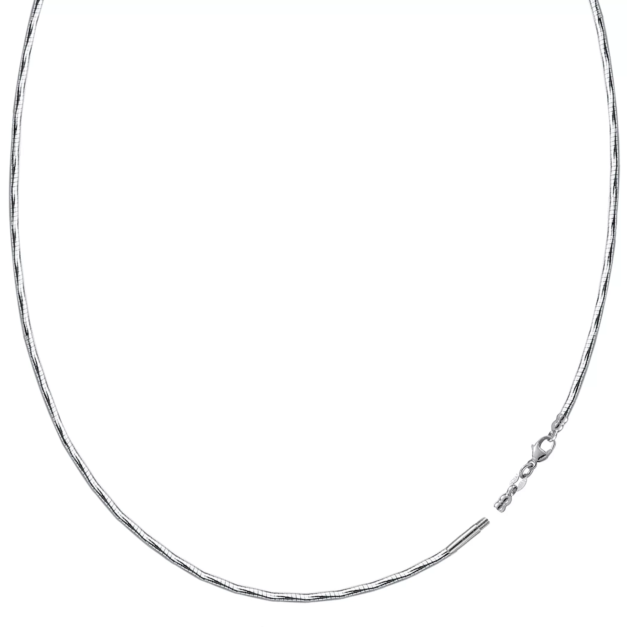 Diamond Cut Omega Chain Necklace With Screw Off Lock In 14k White Gold, 1.5mm