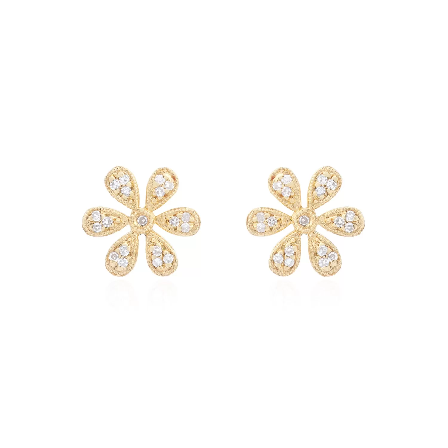 Diamond Flower Stud Earrings