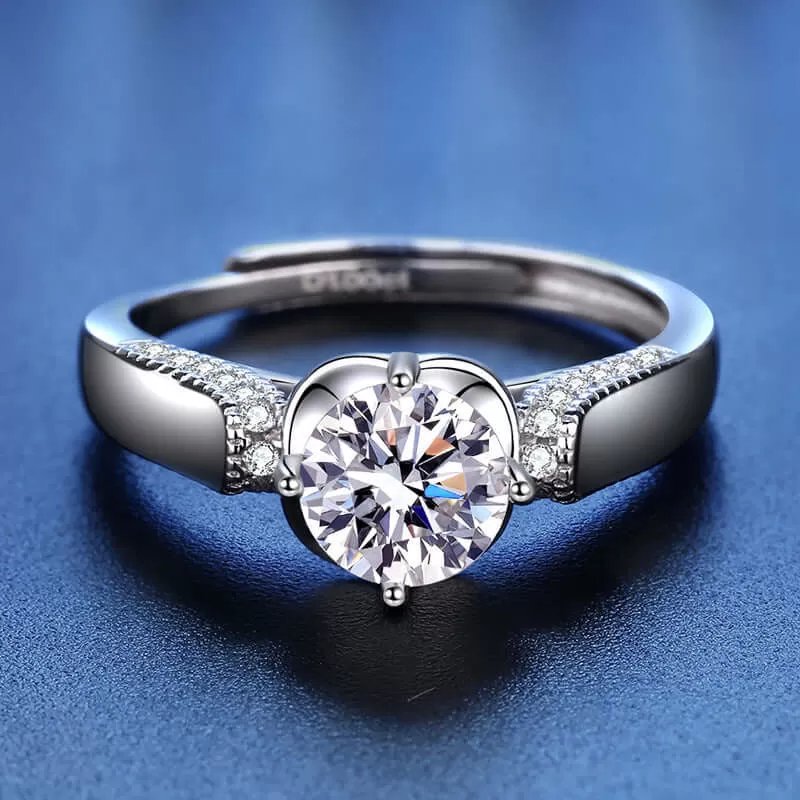 Doublet Flower Moissanite Ring