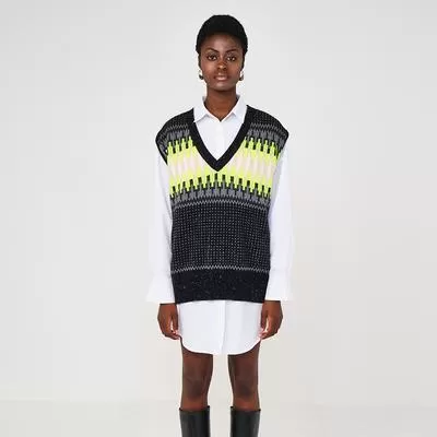 Electric fairisle cashmere sweater vest