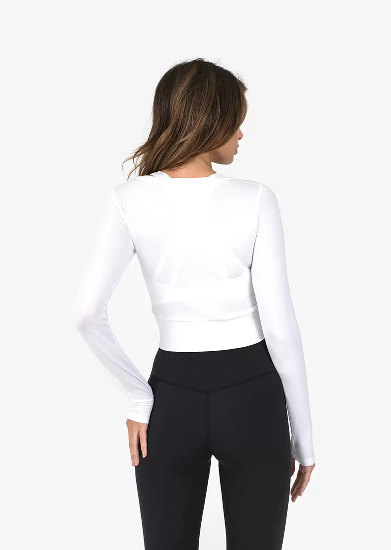 Elevate Aloe Cropped Long Sleeve Top White