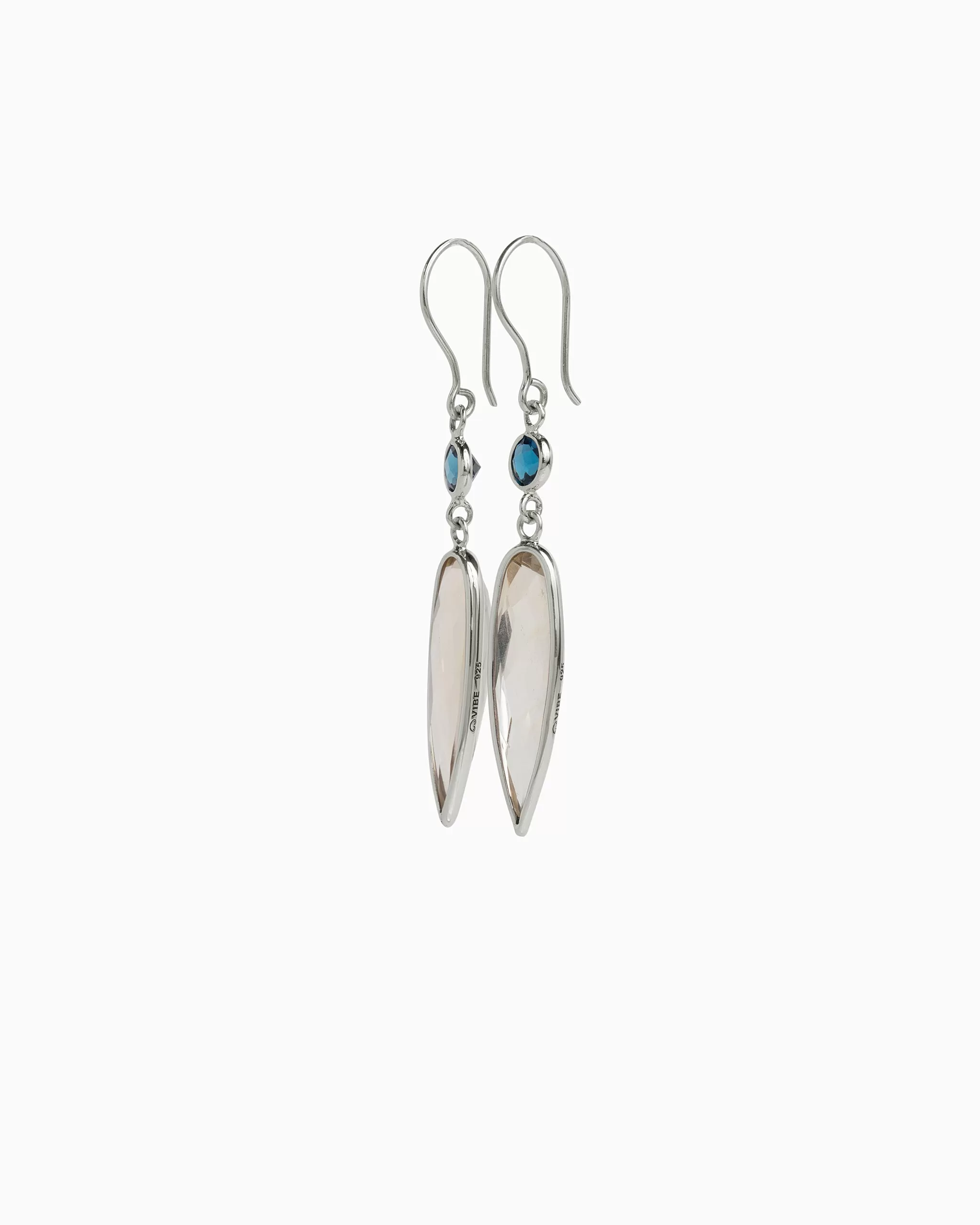 Ellipse Stone Drop Earrings - Citrine/London Blue Topaz