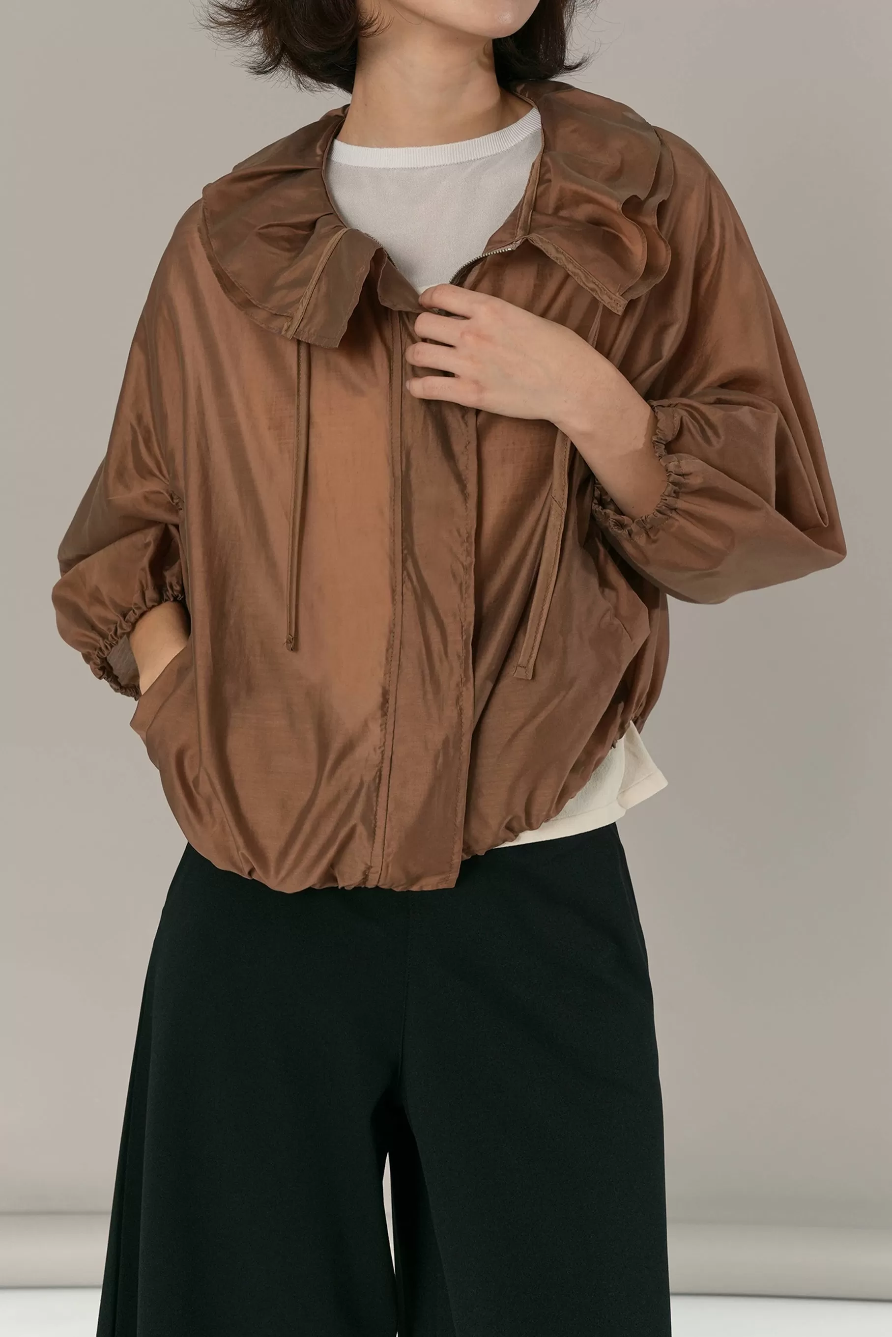 Elma Shirring Jacket, Brown