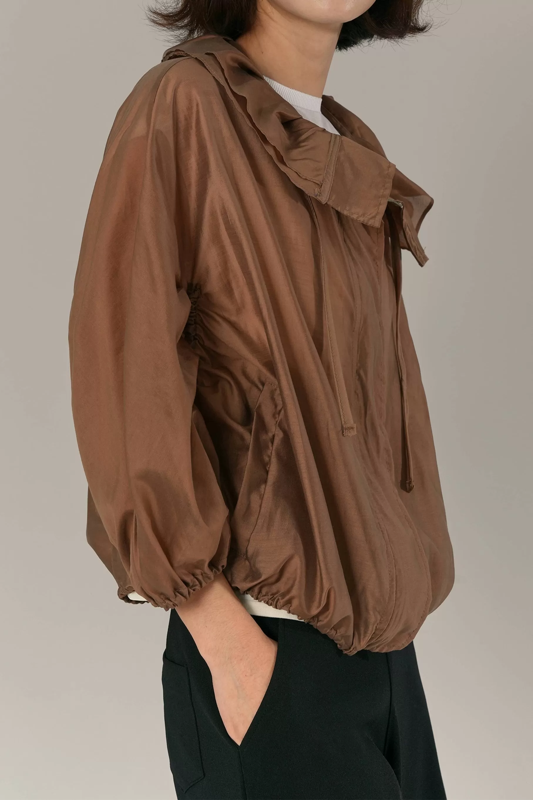 Elma Shirring Jacket, Brown