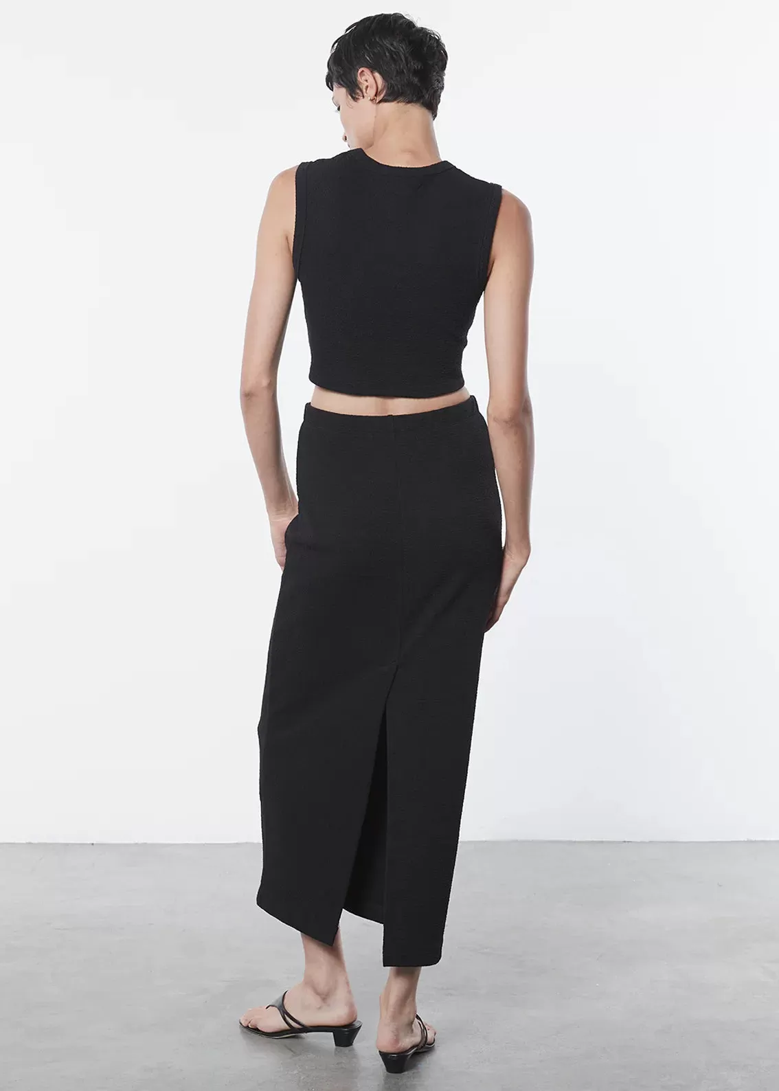 Enza Costa - Textured Jacquard Cropped Tank - Black