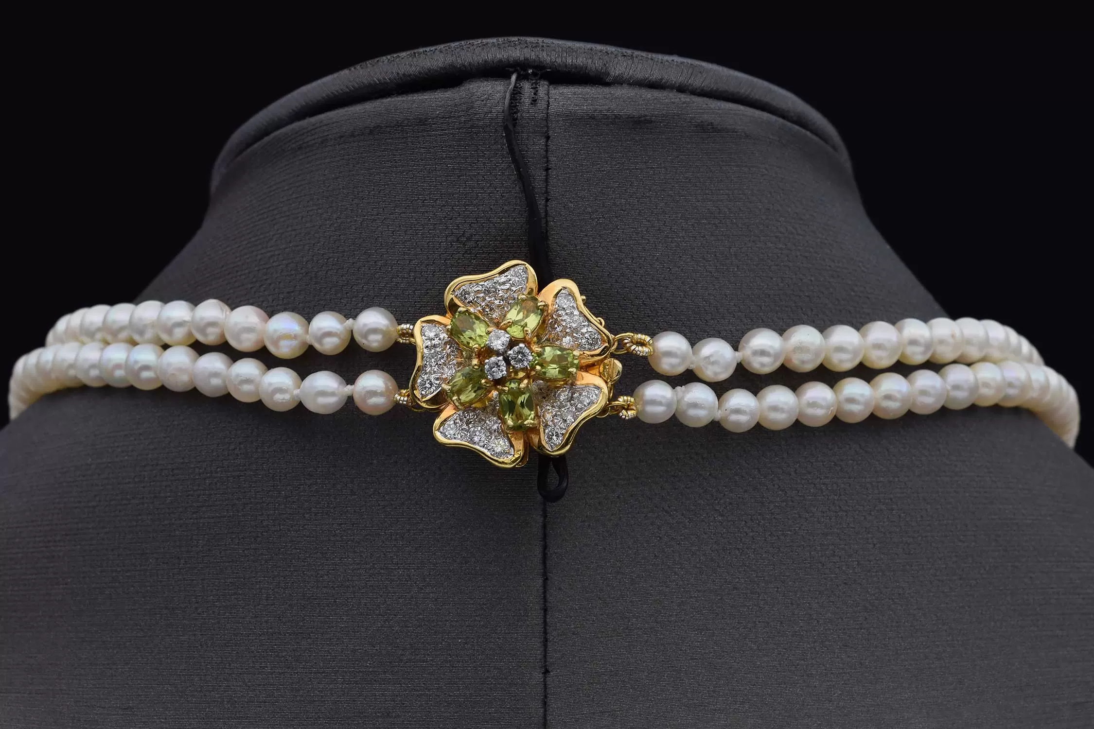 Estate 14K Gold Pearl, Peridot & 0.77 TCW Diamond Beaded Double-Strand Necklace