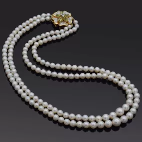 Estate 14K Gold Pearl, Peridot & 0.77 TCW Diamond Beaded Double-Strand Necklace