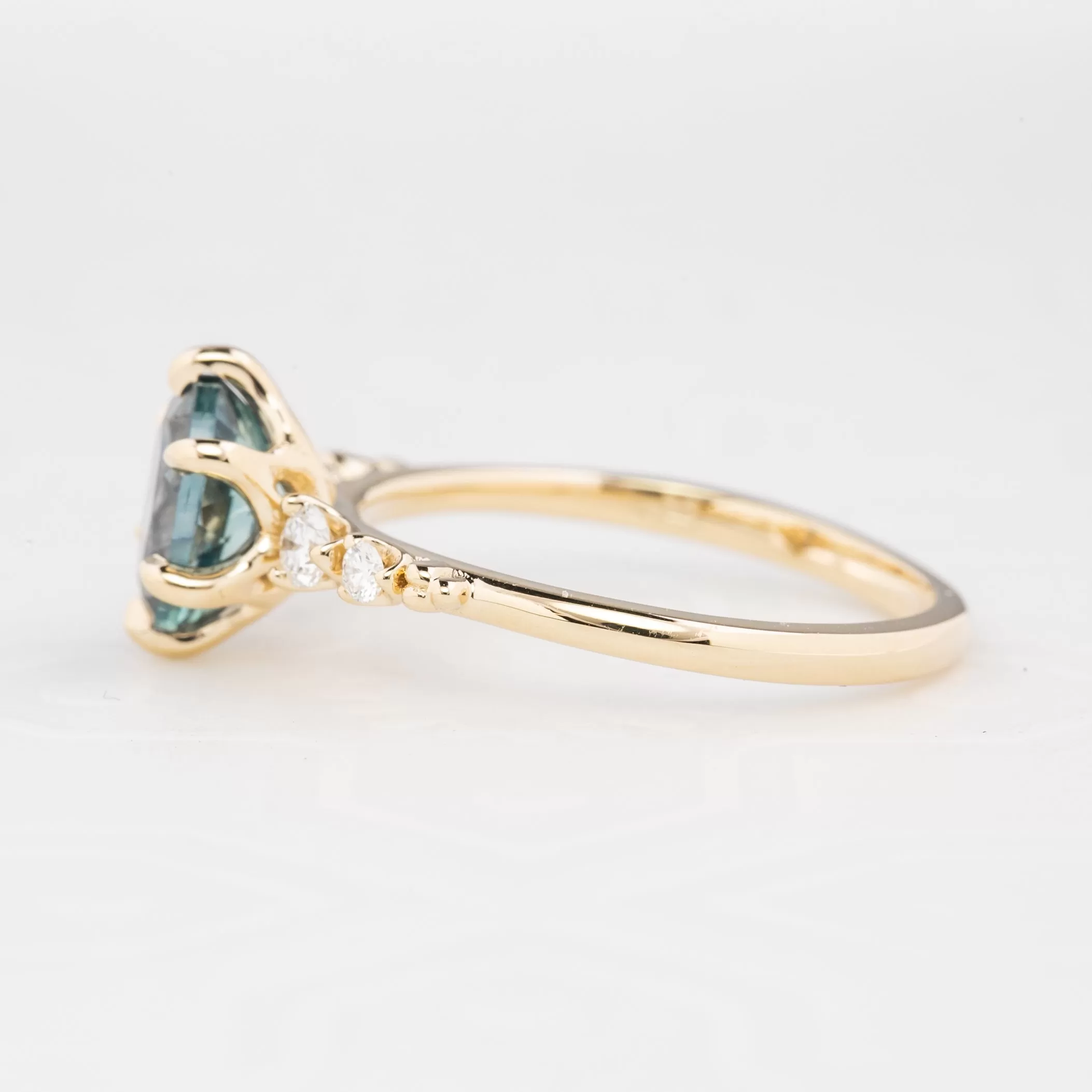 Estel Fleur Ring 1.78ct Blue Oval Montana Sapphire, 14K Yellow Gold (One of a kind)