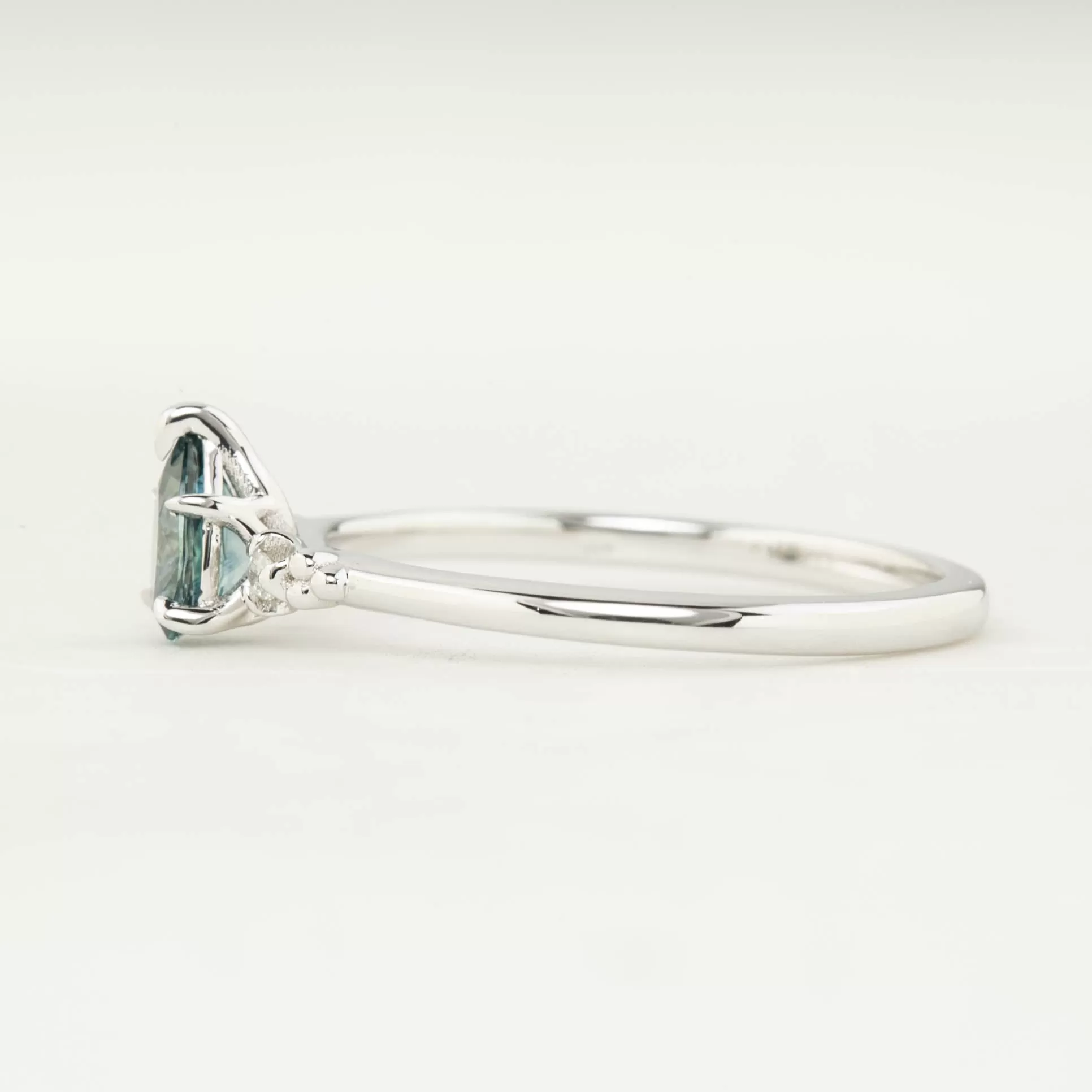 Estel Ring 0.50ct Blue Green Montana Sapphire Ring, 14k White Gold