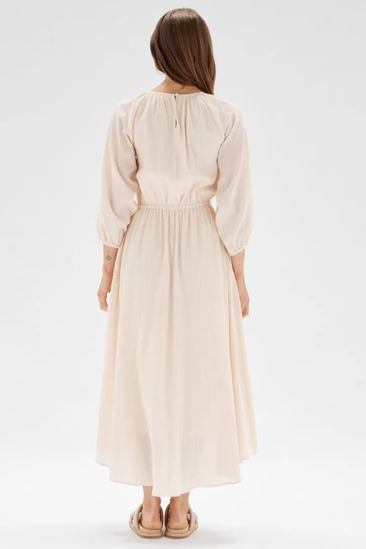 Estella LS Natural Self Stripe Midi Dress