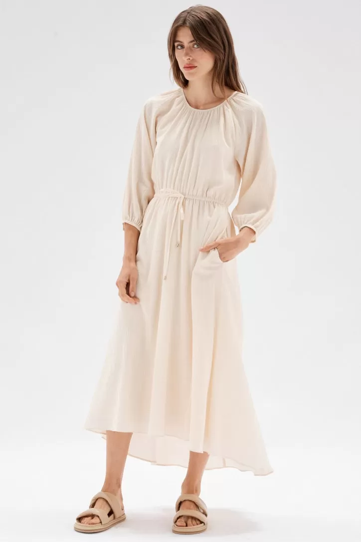 Estella LS Natural Self Stripe Midi Dress