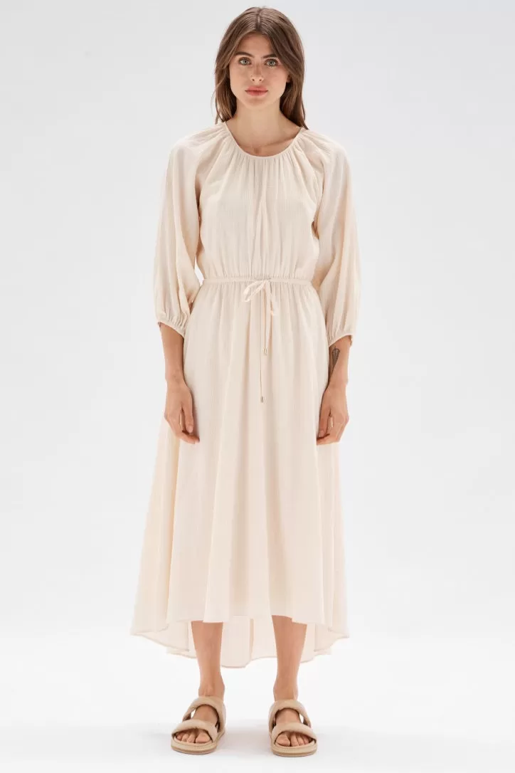 Estella LS Natural Self Stripe Midi Dress