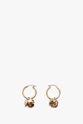 Exclusive Camellia Flower Hoop Earrings In Gold