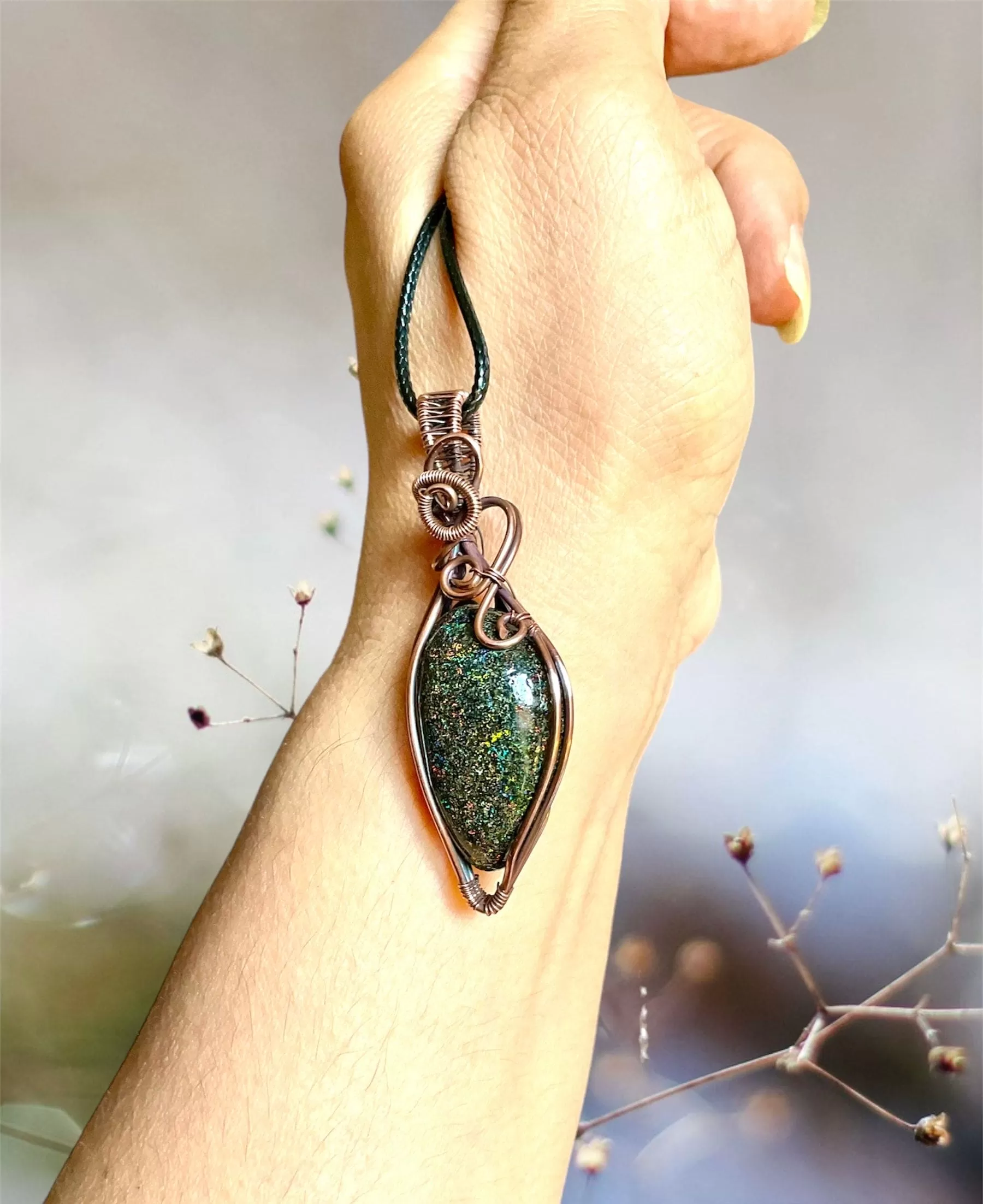 Fairy Opal Wire Wrapped Pendant