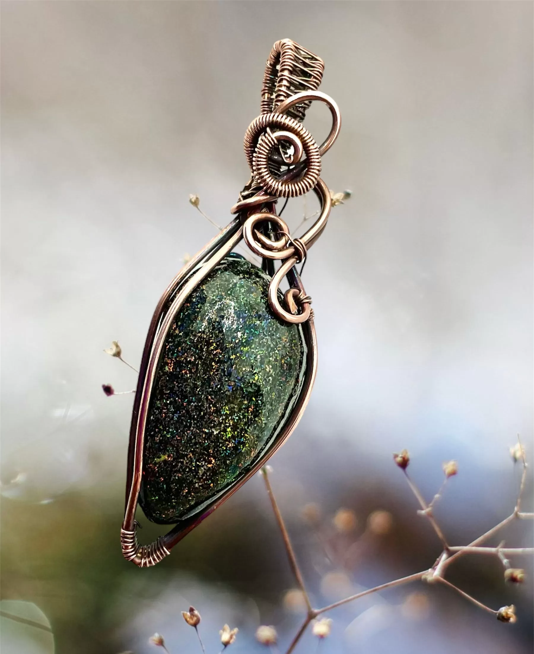 Fairy Opal Wire Wrapped Pendant