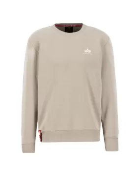 Felpa Uomo Alpha Industries Basic Sweater Small Logo Vintage Sand