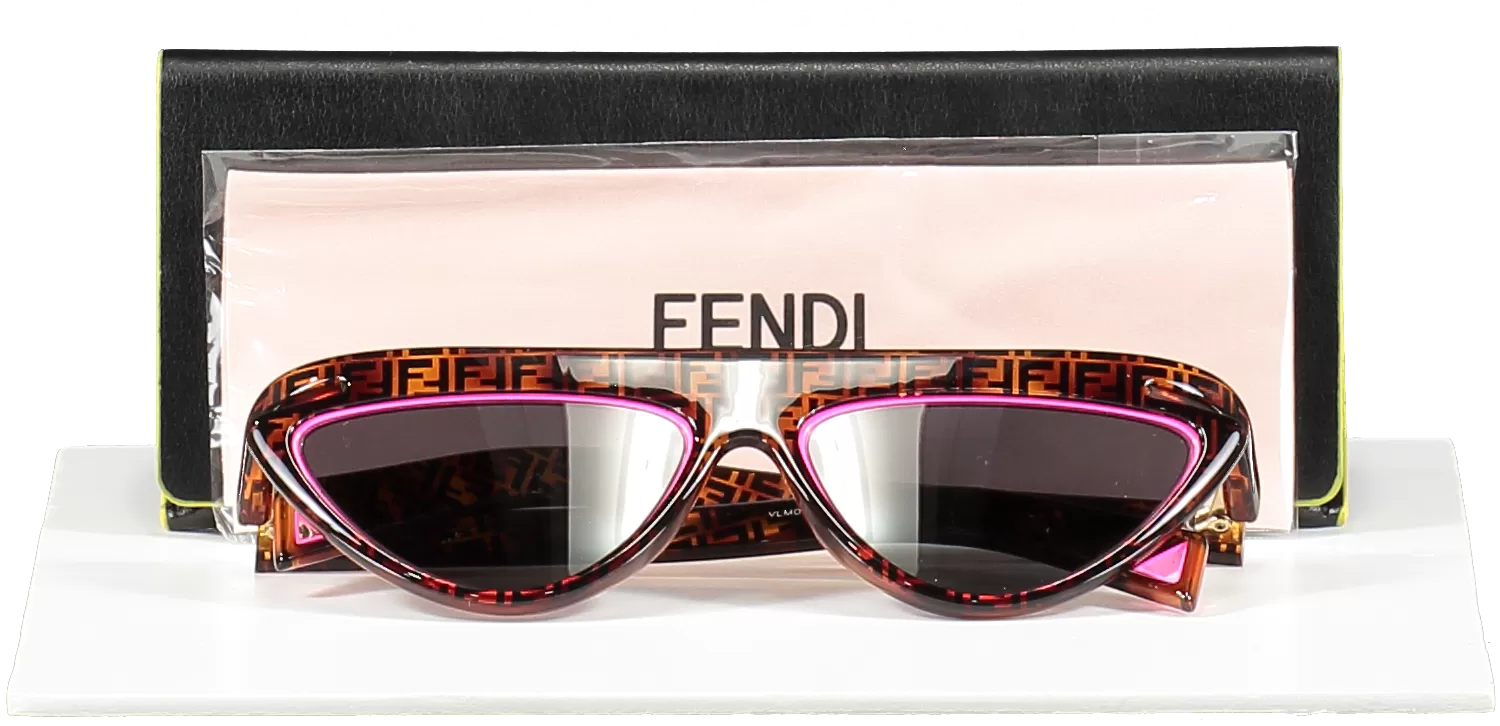 Fendi Brown / Pink Tortoise Ff Logo 0383/s 0t4ir Sunglasses in case