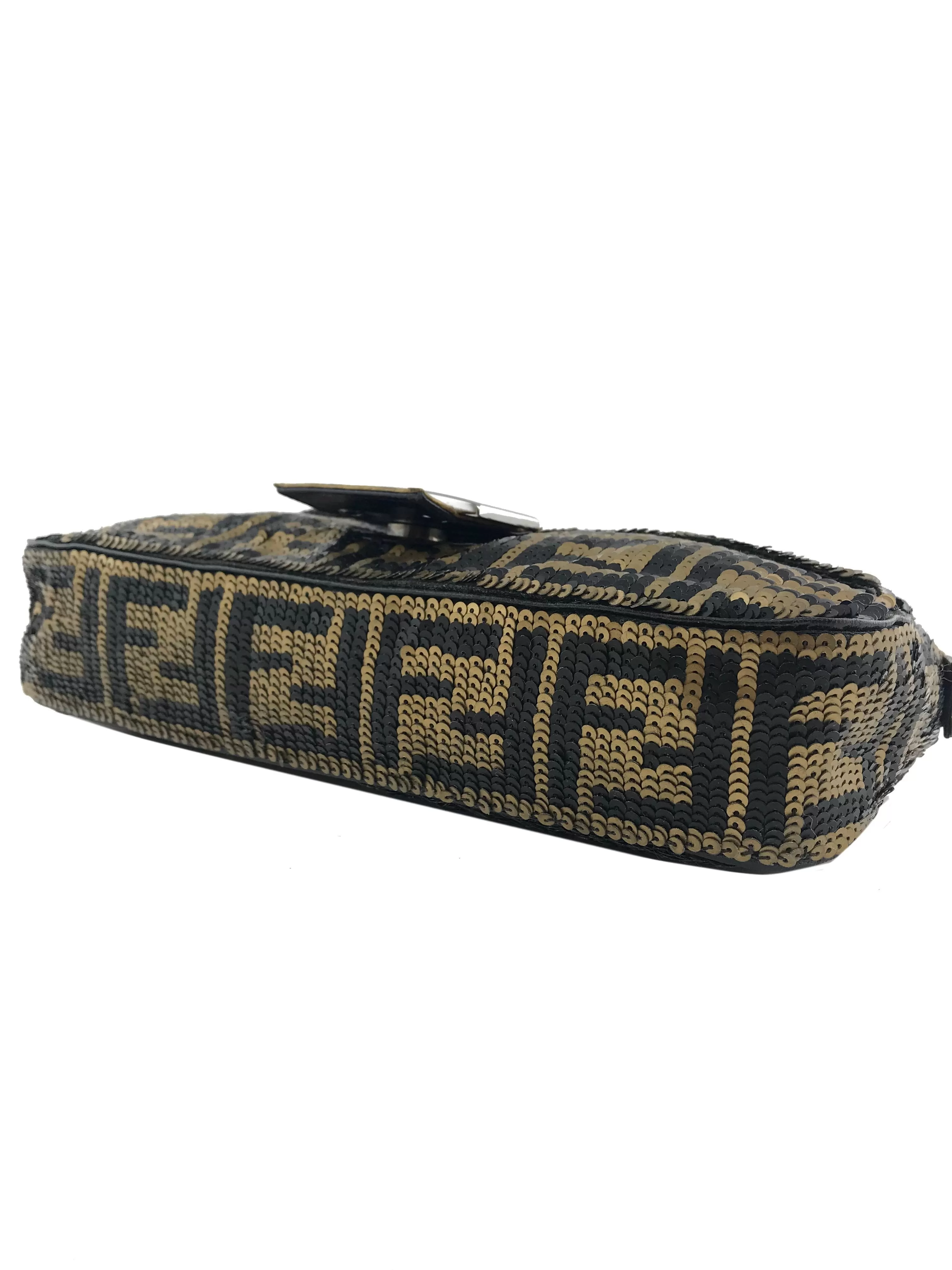 Fendi FF Sequin Snakeskin Baguette Shoulder Bag