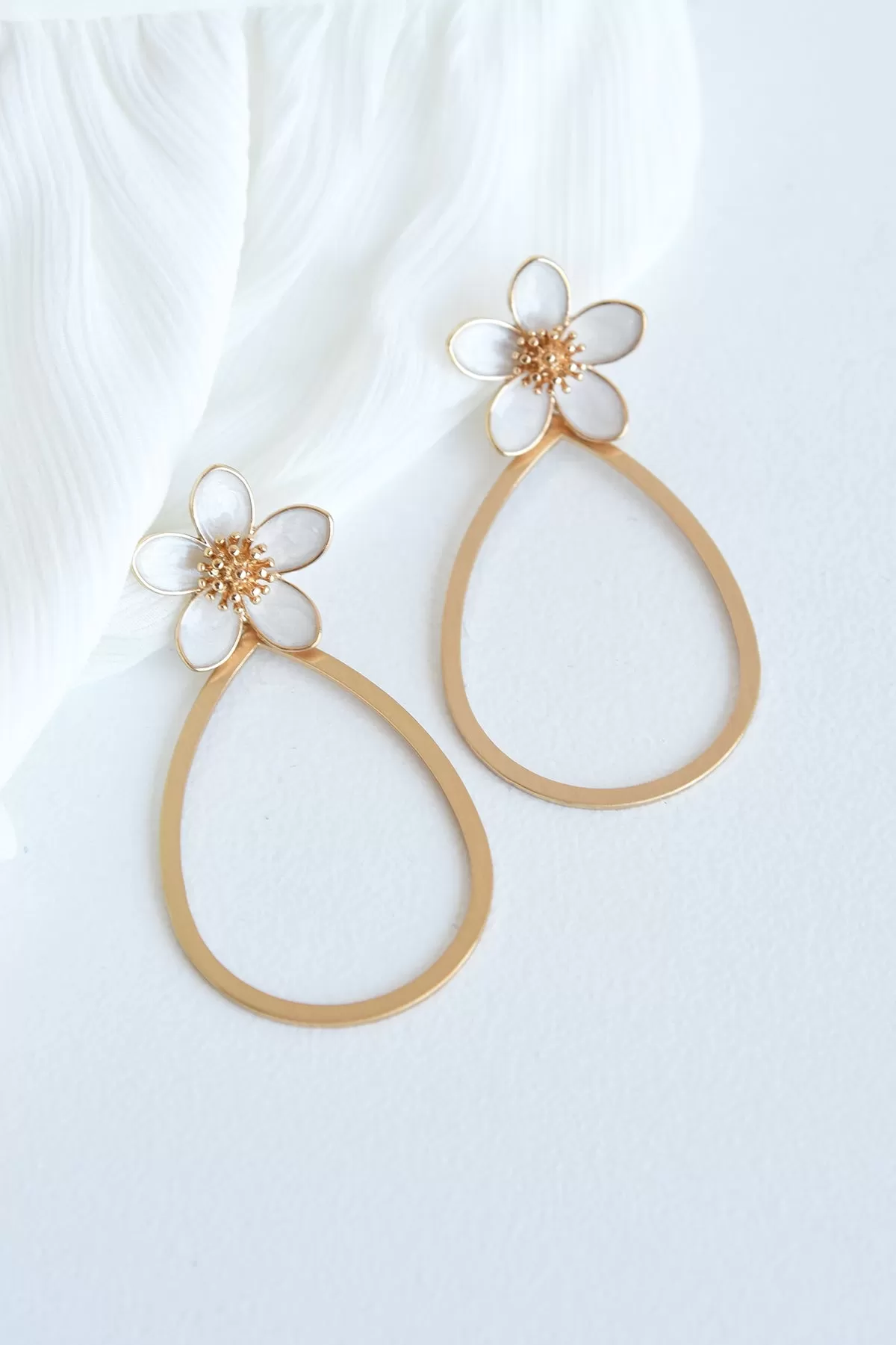 FLOWER TEARDROP EARRINGS