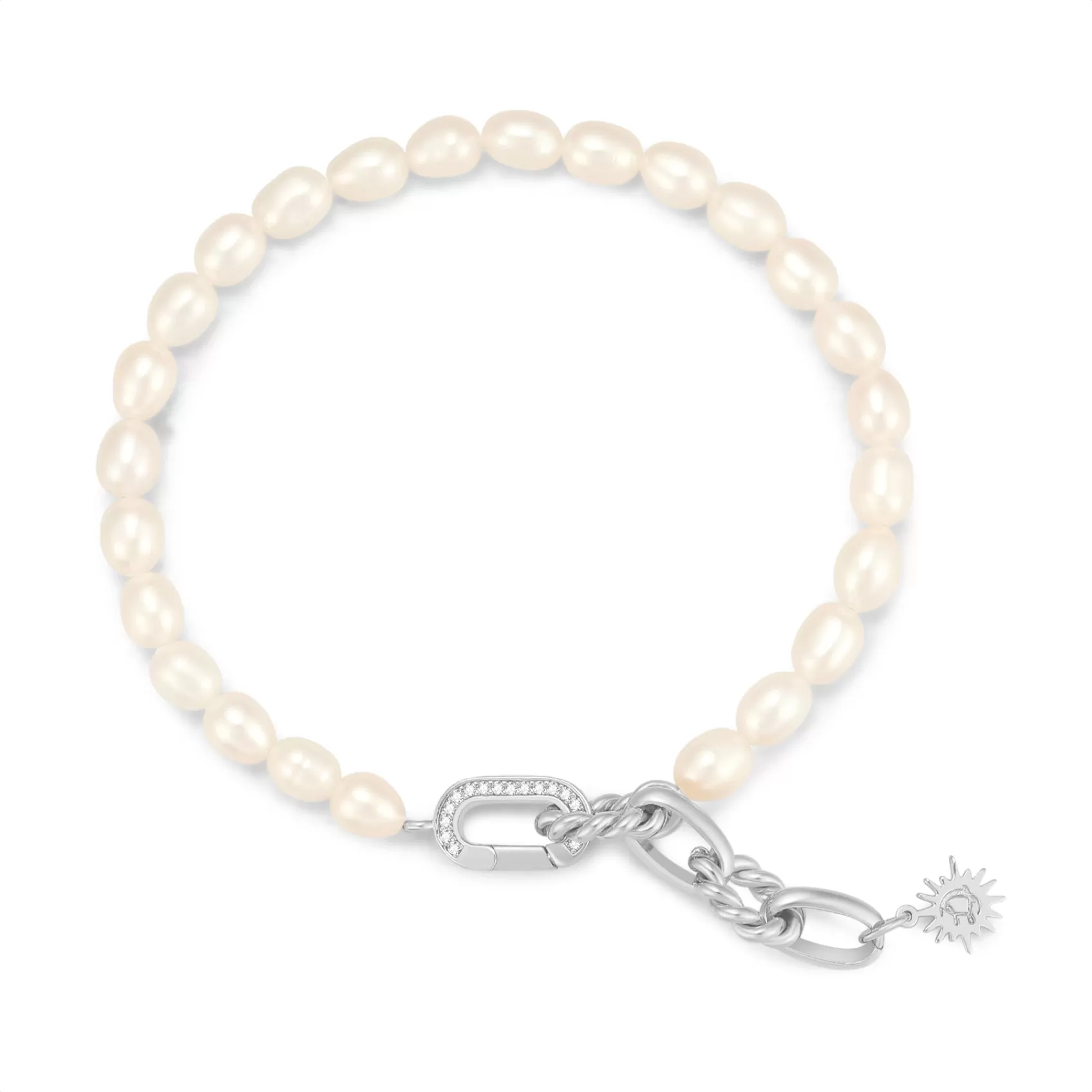 Freshwater Pearl Silver Link Choker/Double Bracelet