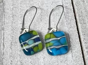 Fused Glass Earrings~Coral Garden