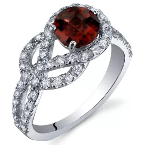 Garnet Round Cut Sterling Silver Ring Size 5