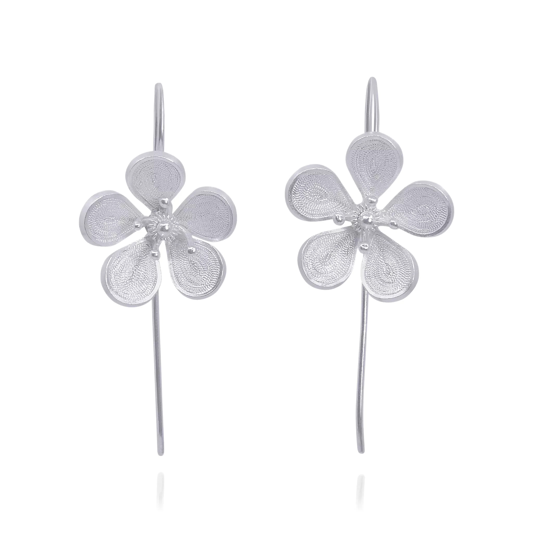 GERBERAS SILVER MEDIUM EARRINGS FILIGREE