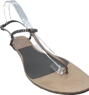 Gina Nude Embellished Patent Leather Thong Sandals UK 6 EU 39 👠