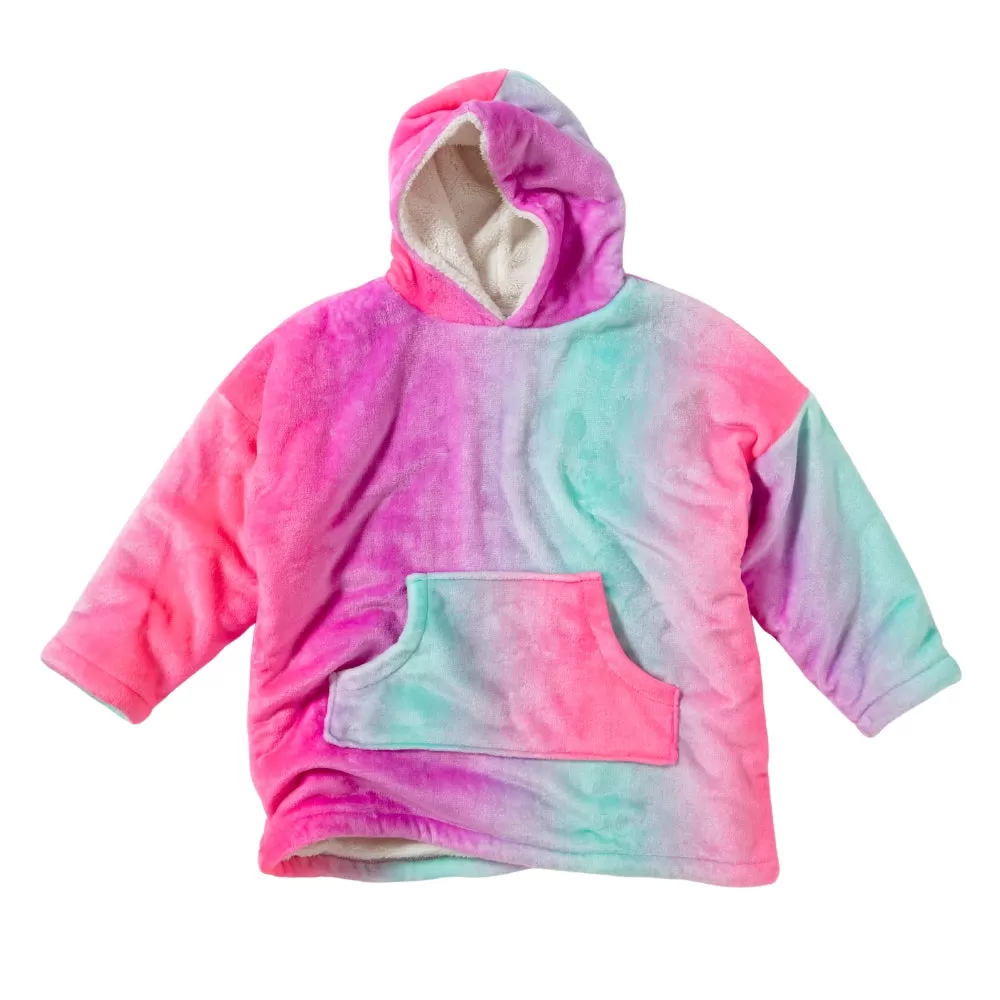 Girls Ombre Fluffy Fleece Wearable Hoodie Blanket