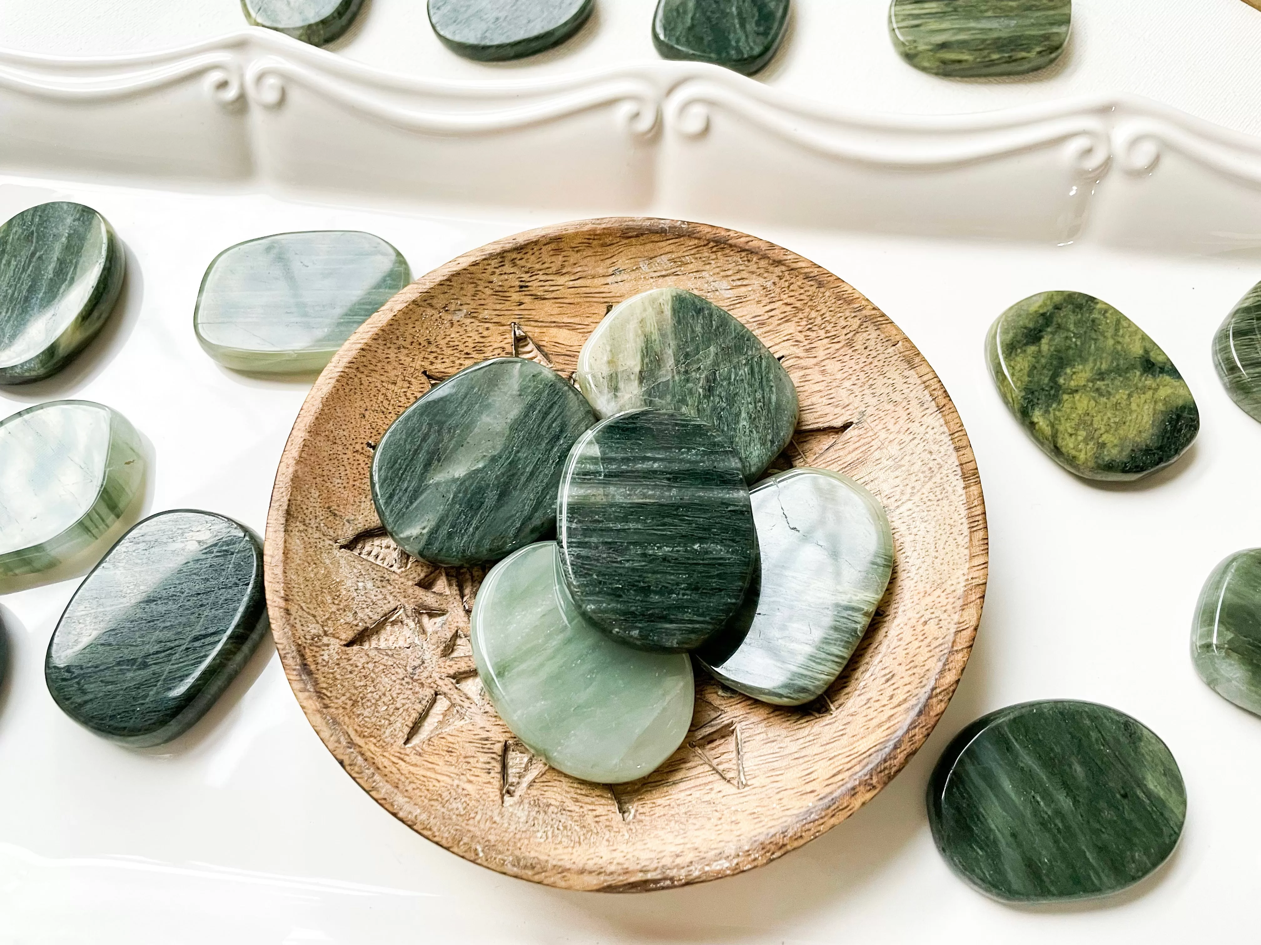 Green Hair Jasper Flat Palm