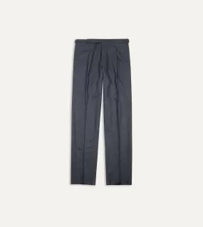 Grey Wool Flannel Single Pleat Trouser