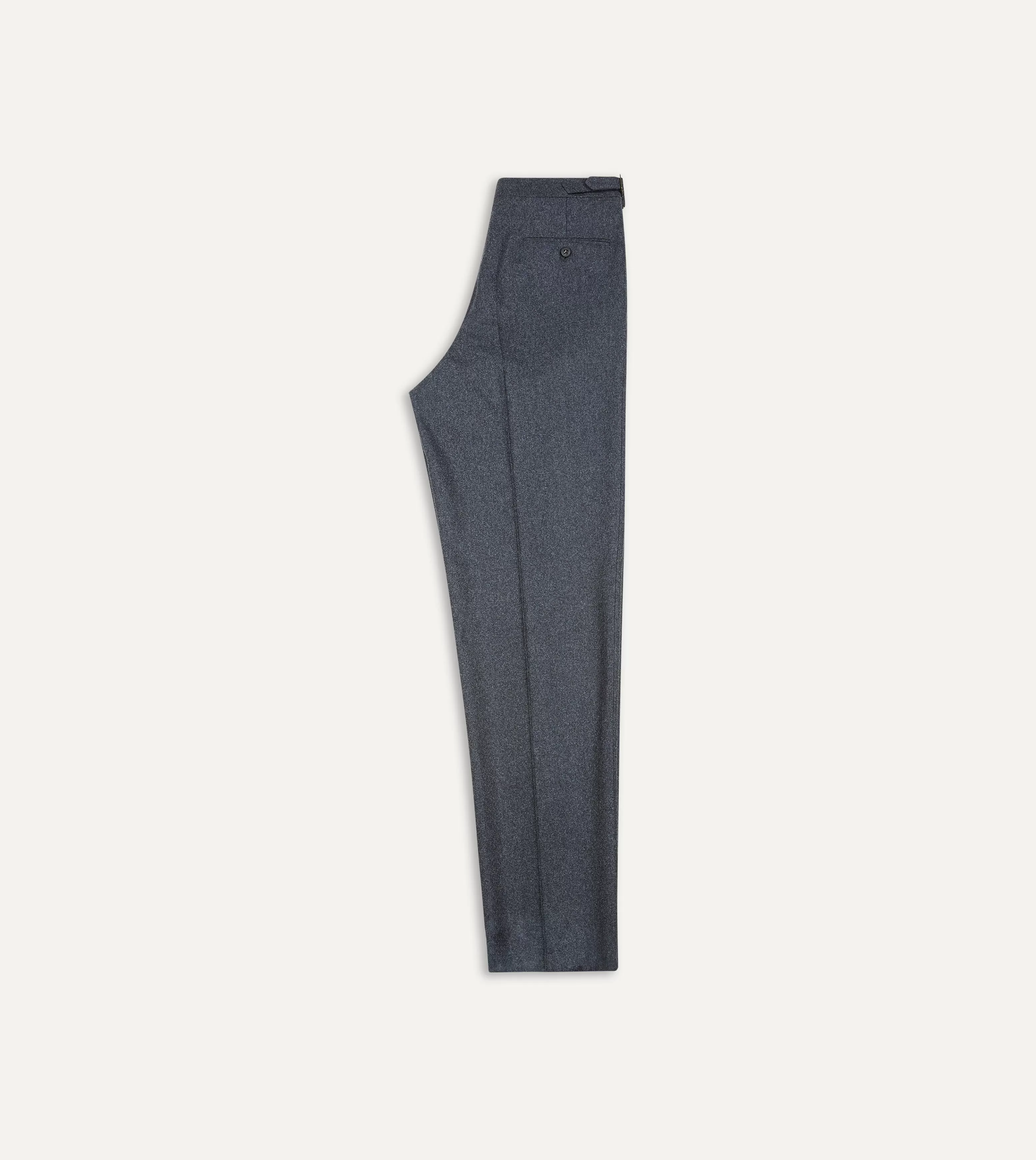 Grey Wool Flannel Single Pleat Trouser