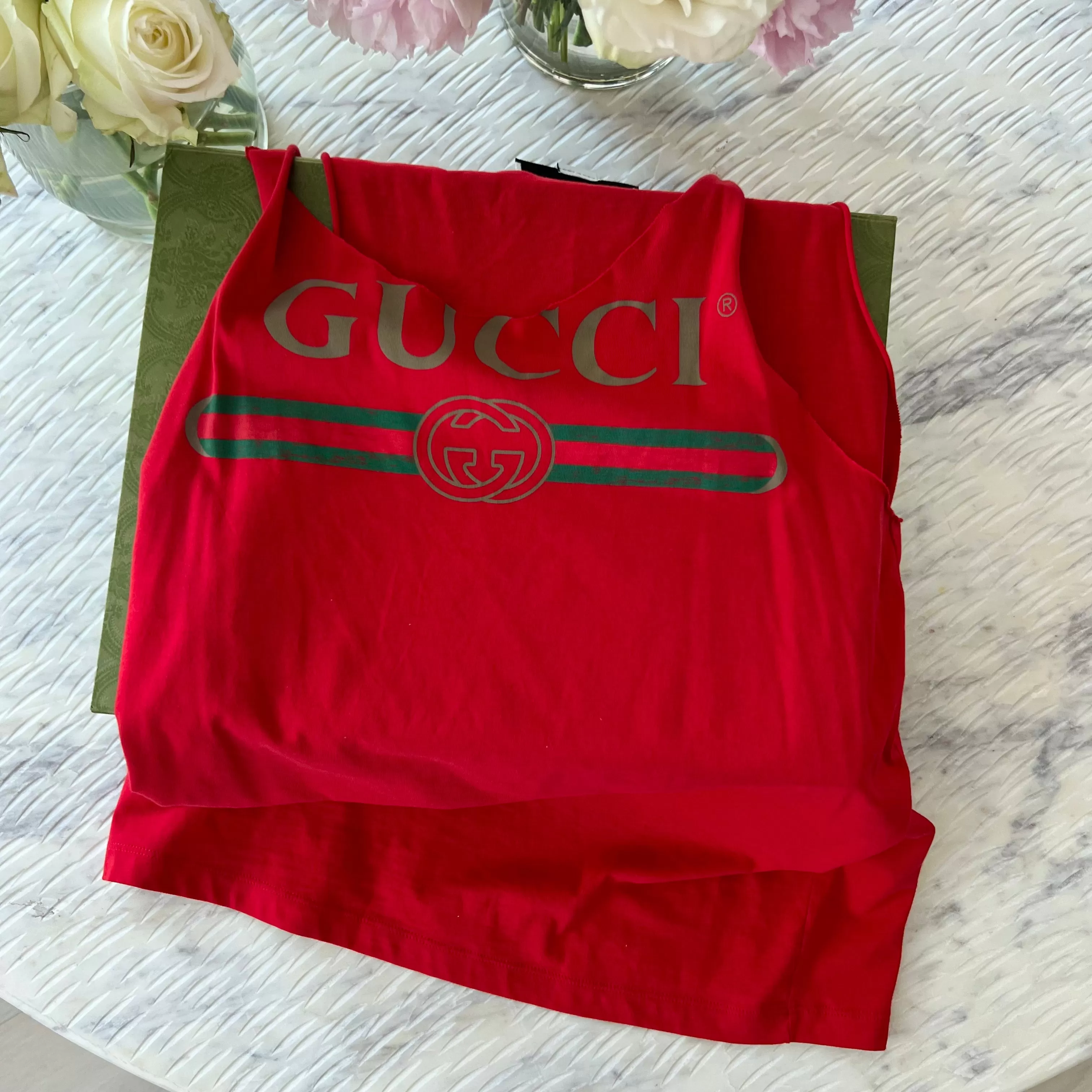 GUCCI Red Logo Tank Top