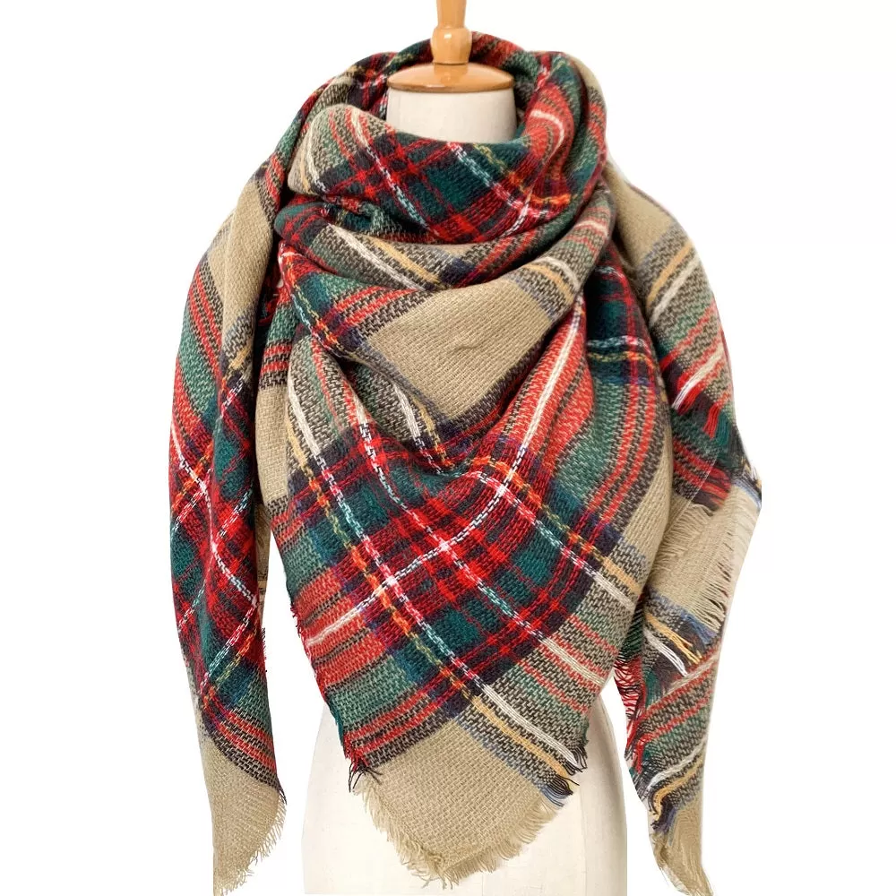 Haute Edition Women's Oversize Christmas & Plaid Square Blanket Scarves. One size fits all (S-XL).