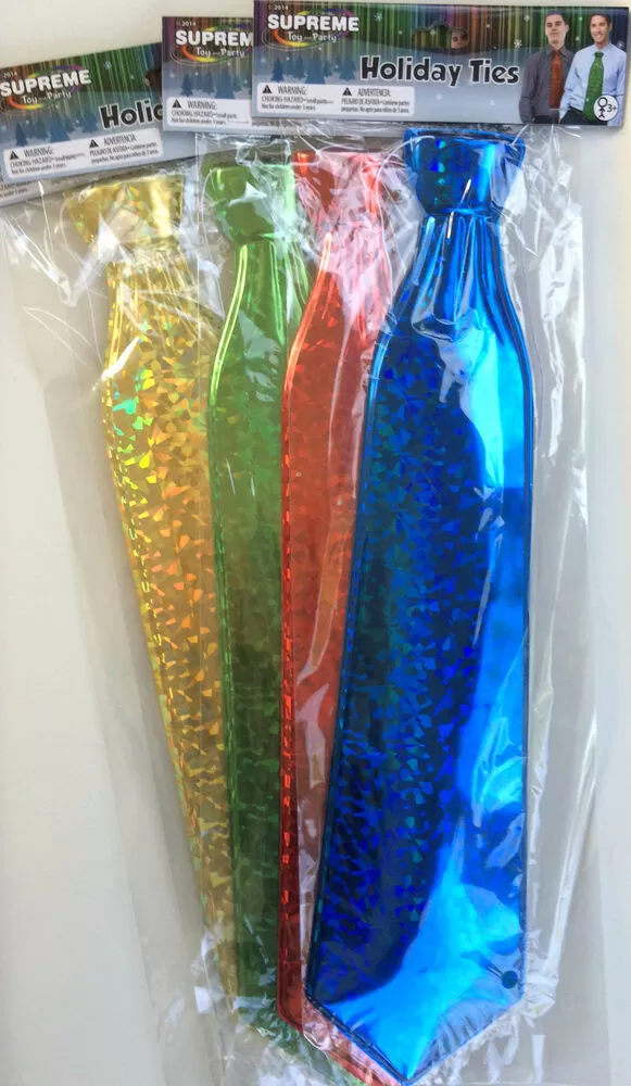 Holiday PrismaticPlastic 17 Lone Neck Ties Red, Gold, Blue, Green