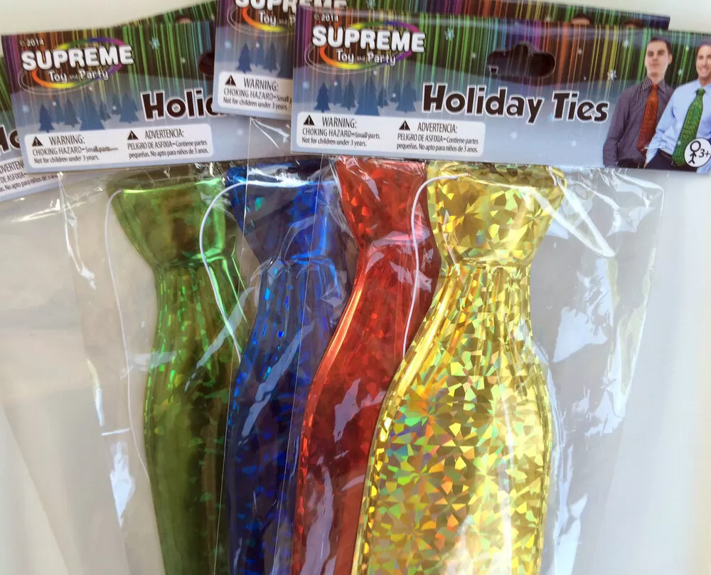 Holiday PrismaticPlastic 17 Lone Neck Ties Red, Gold, Blue, Green