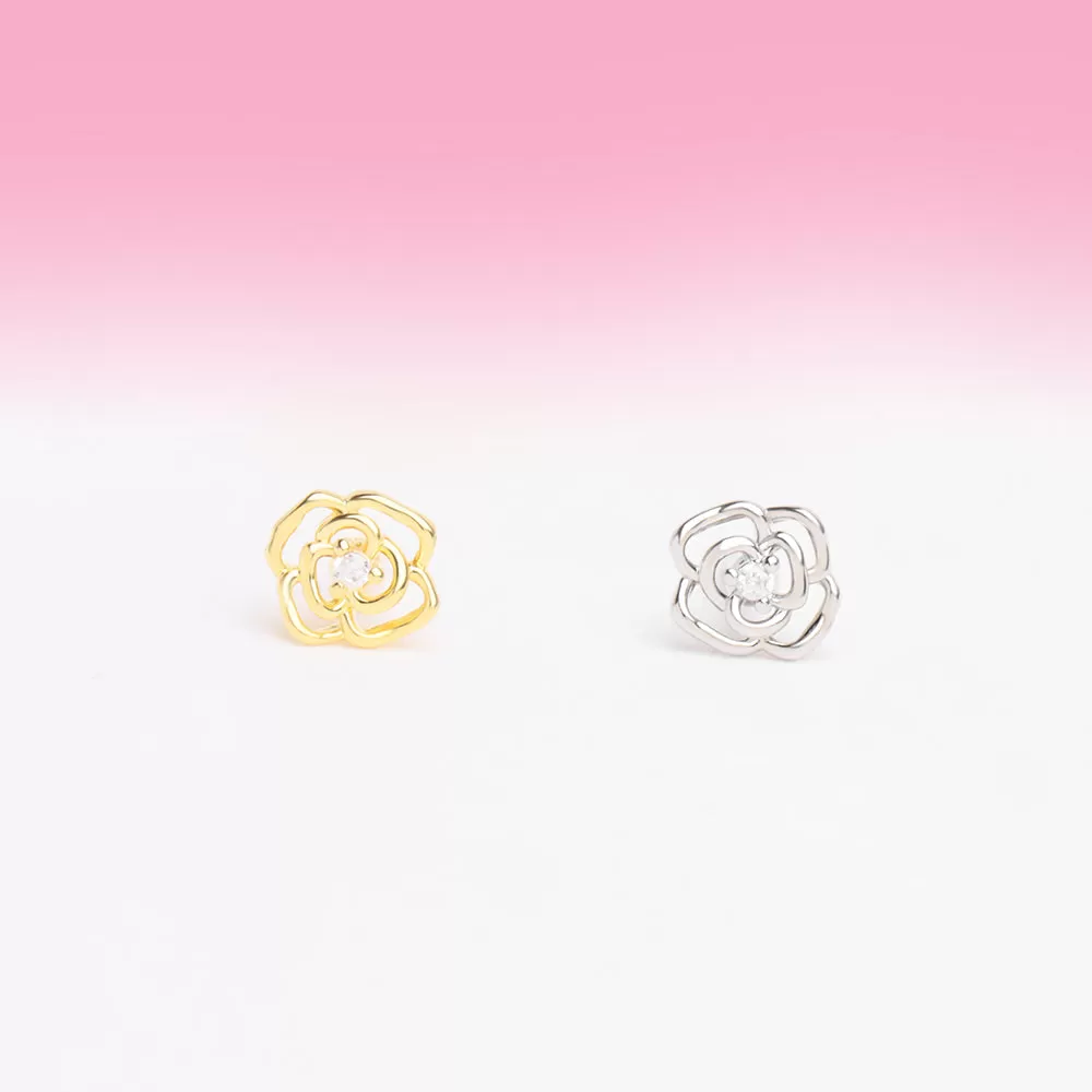 Hollow Rose Flower Stud