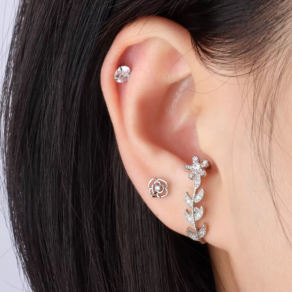 Hollow Rose Flower Stud